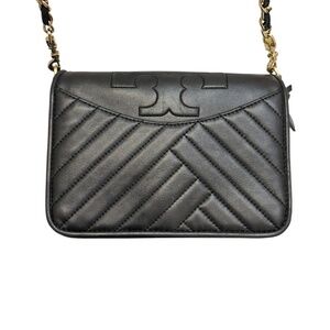 Tory Burch Alexa Mini Leather Crossbody Chain Shoulder Bag in black leather